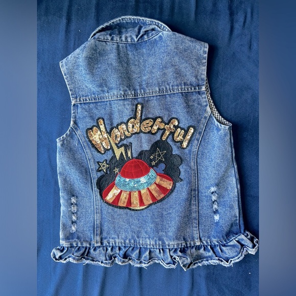 Mud kingdom Jean vest size 140 kids 8-10 - Picture 1 of 8
